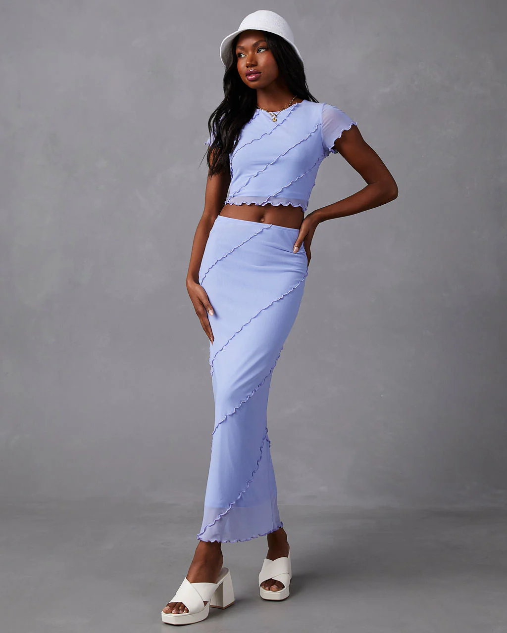 Markella Lettuce Trim Midi Skirt