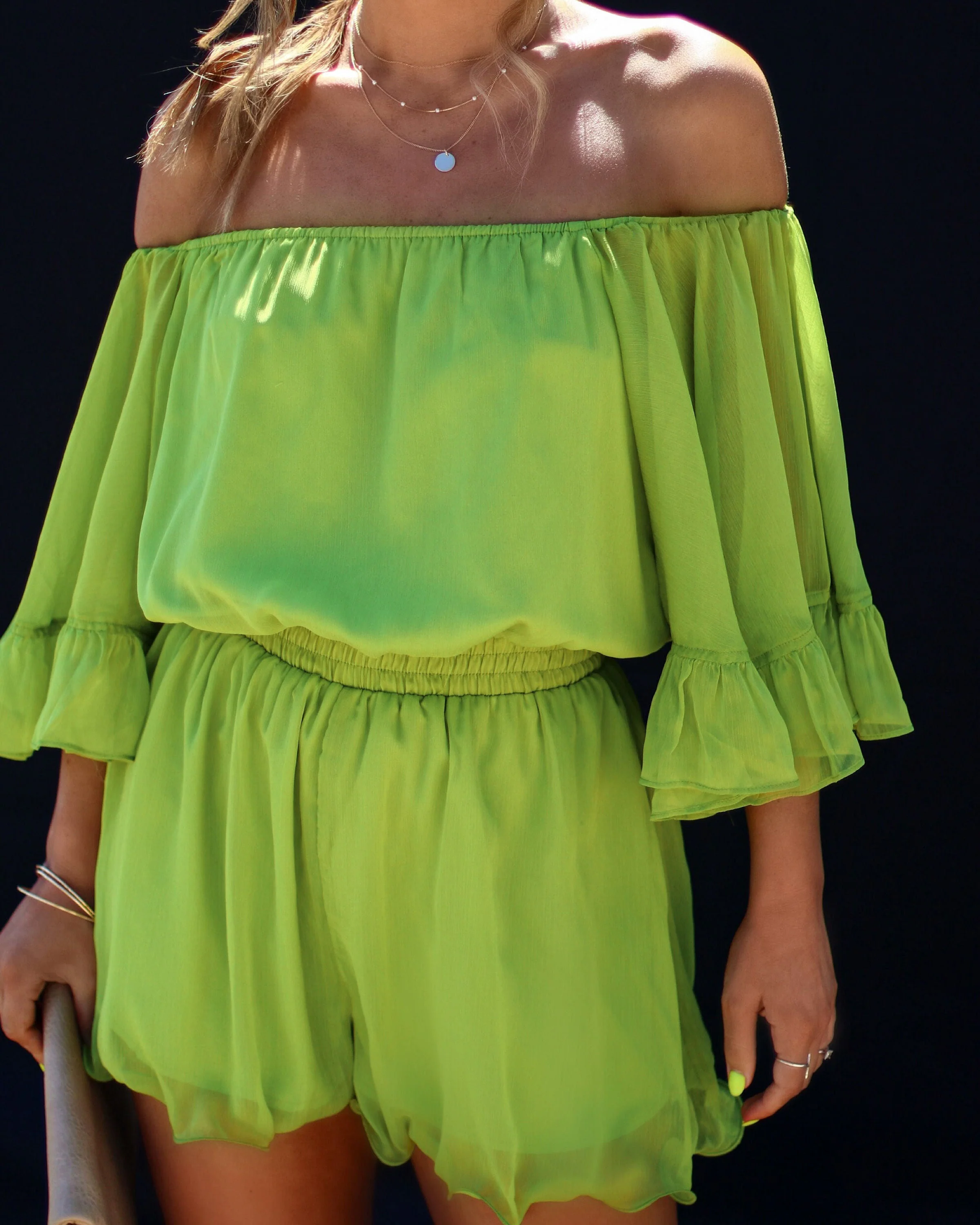 13943-definitely-demure-off-the-shoulder-chiffon-romper-1.webp