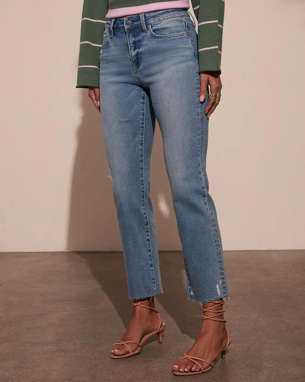 Lainie Super Stretch Distressed Straight Leg Jeans