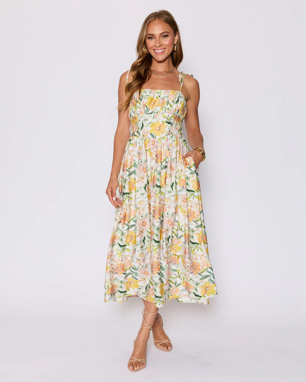 Emory Floral Tie Shoulder Maxi Dress