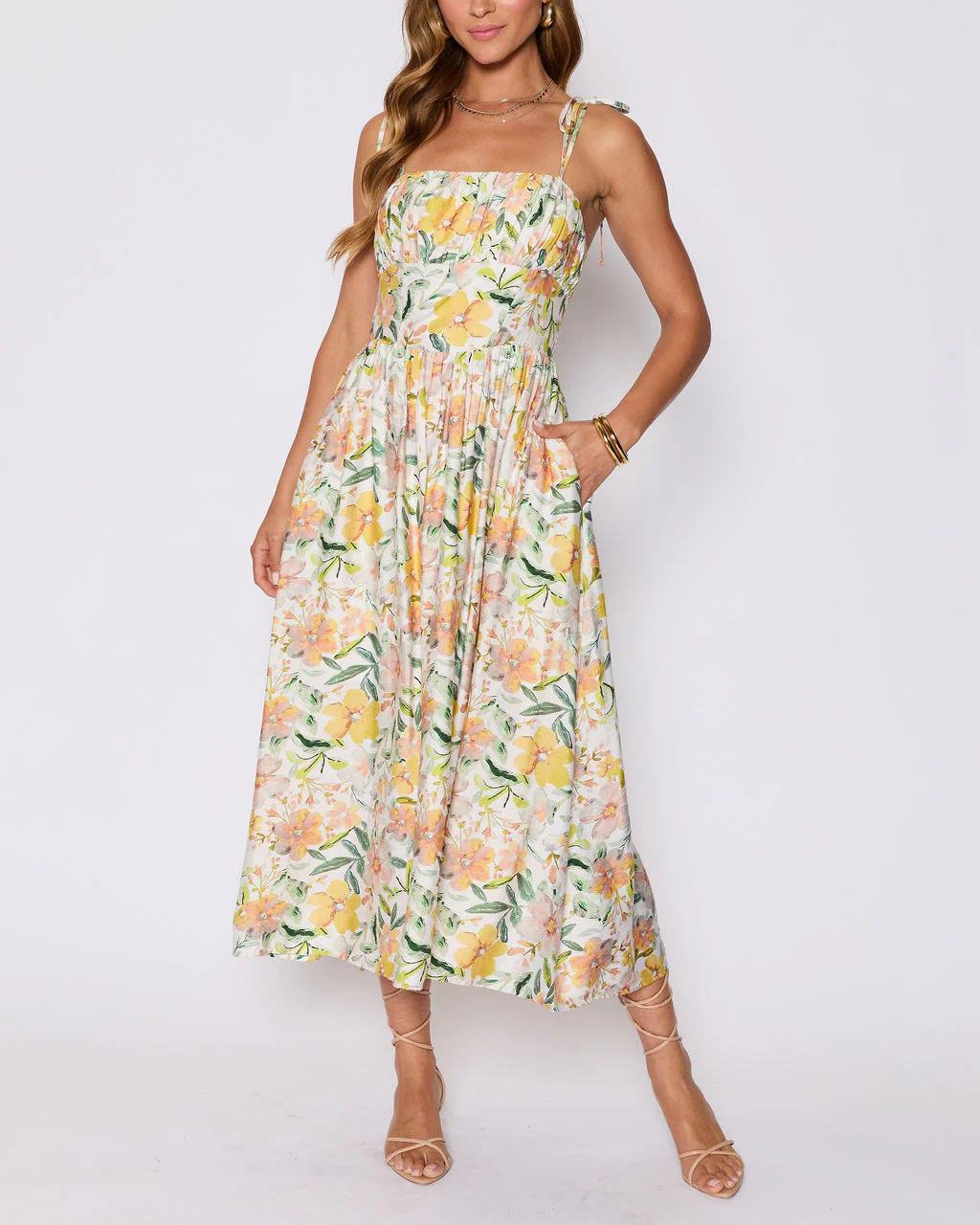 Emory Floral Tie Shoulder Maxi Dress