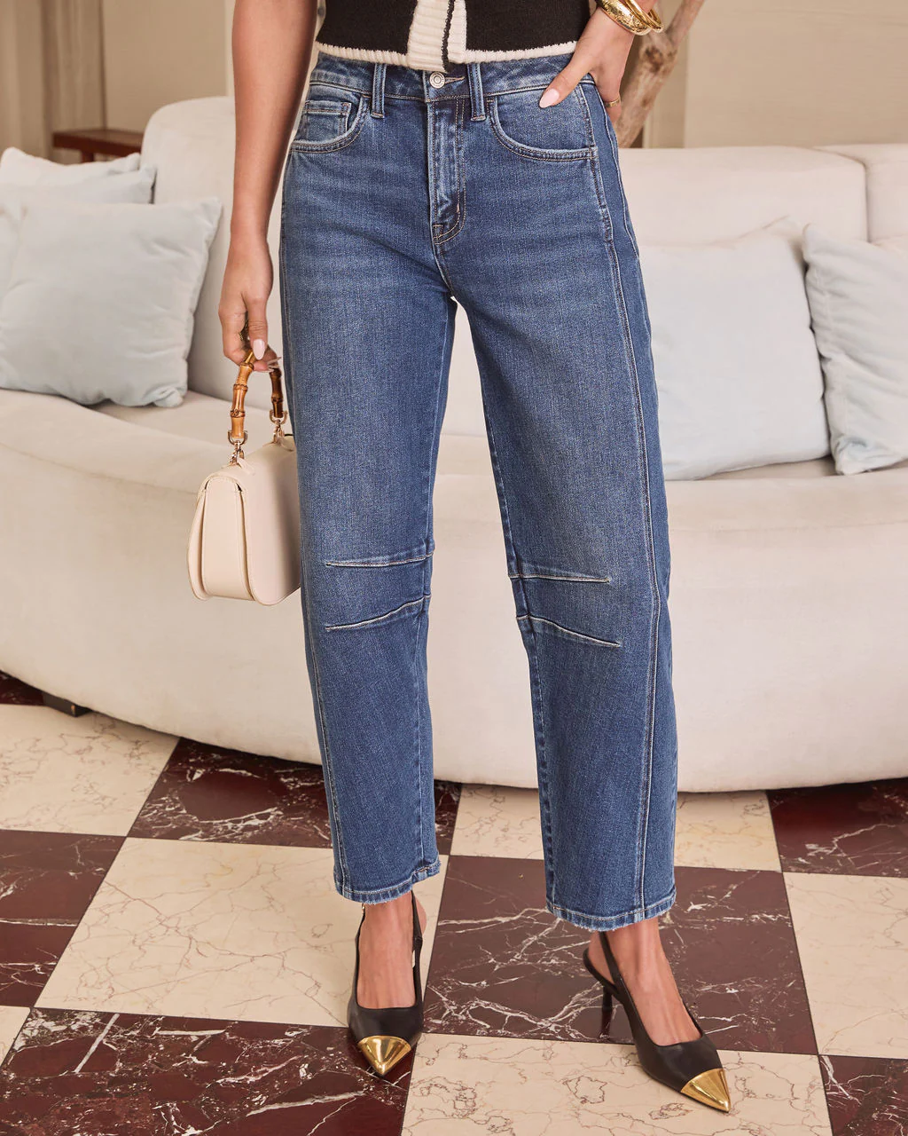 Ollie Stretch Pintuck Barrel Jeans