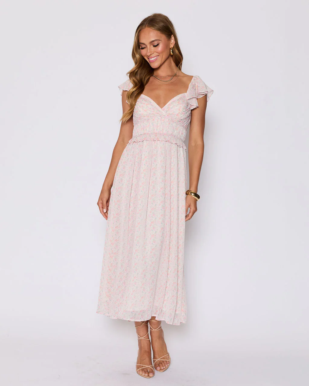 Enchanted Smocked Ruffle Floral Maxi Dress