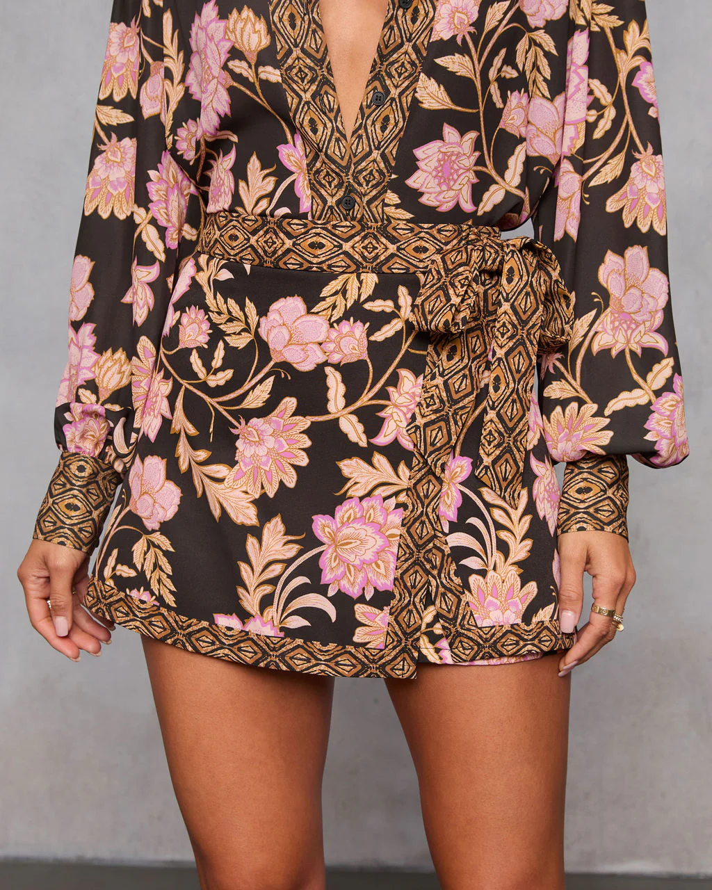 Ivy Embrace Floral Wrap Mini Skort