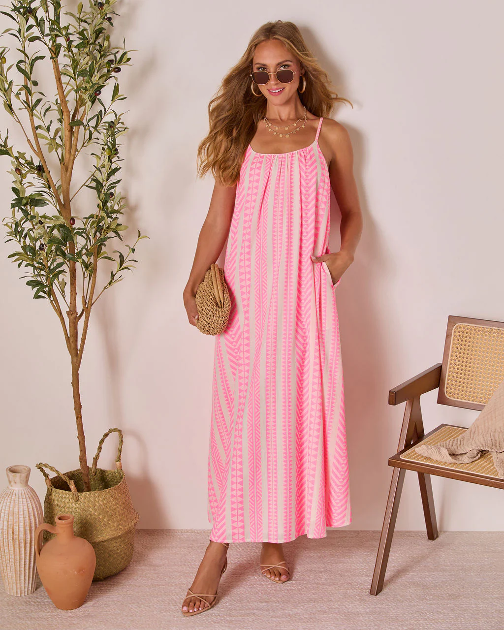 Lenise Embroidered Shift Maxi Dress