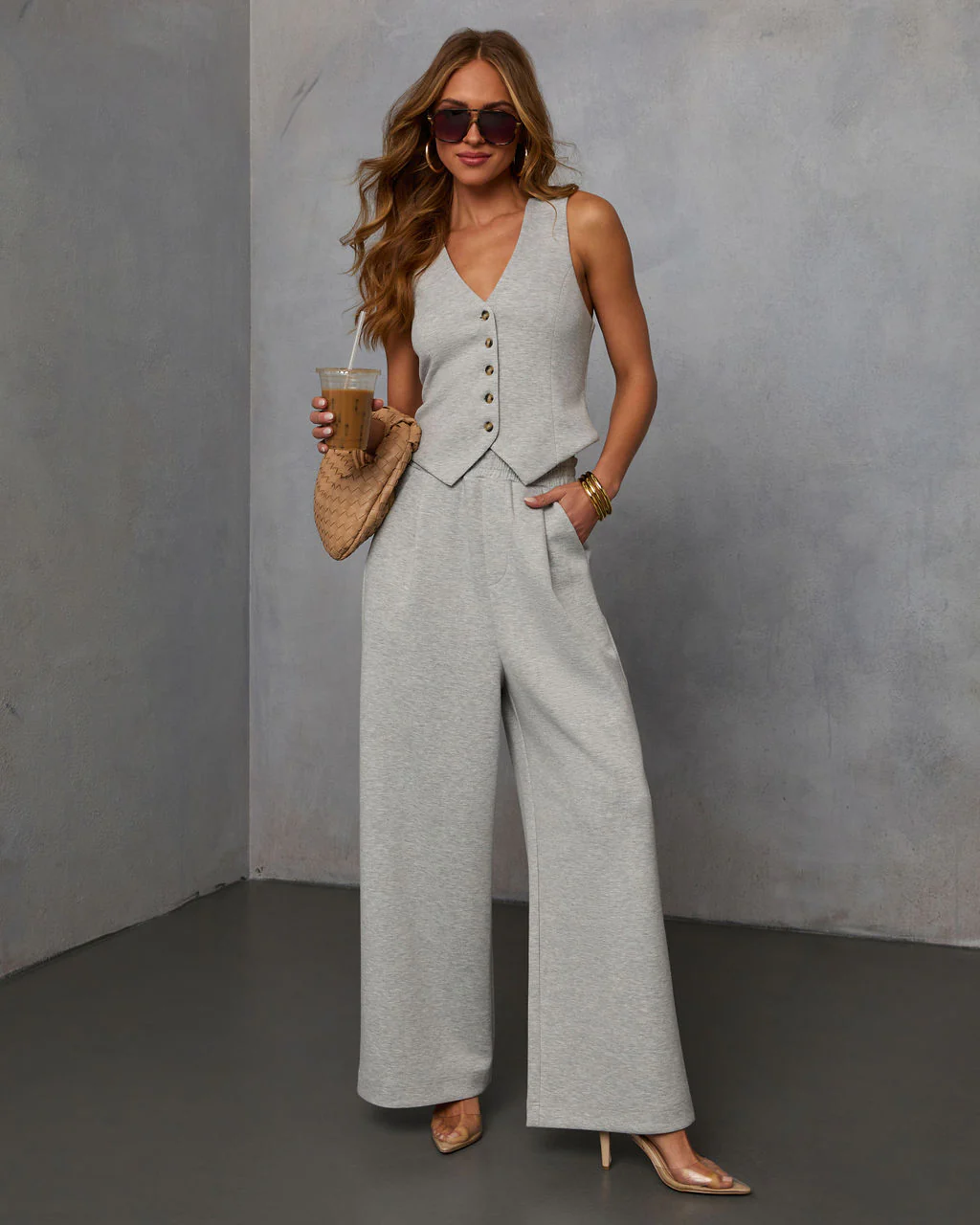 Sage Sleeveless Button Down Vest