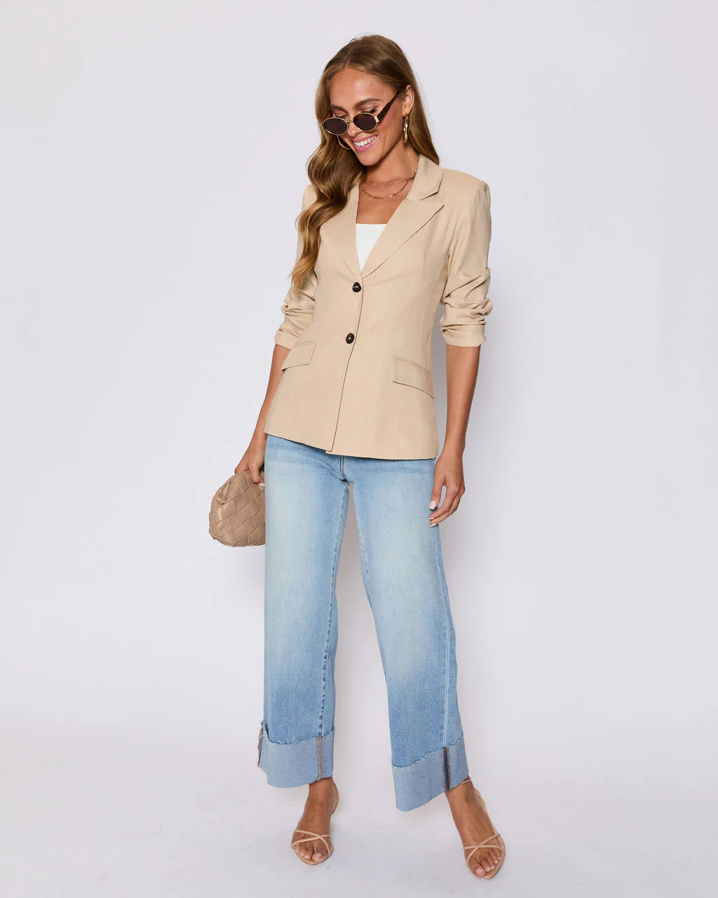 Sandy Linen Pocketed Blazer