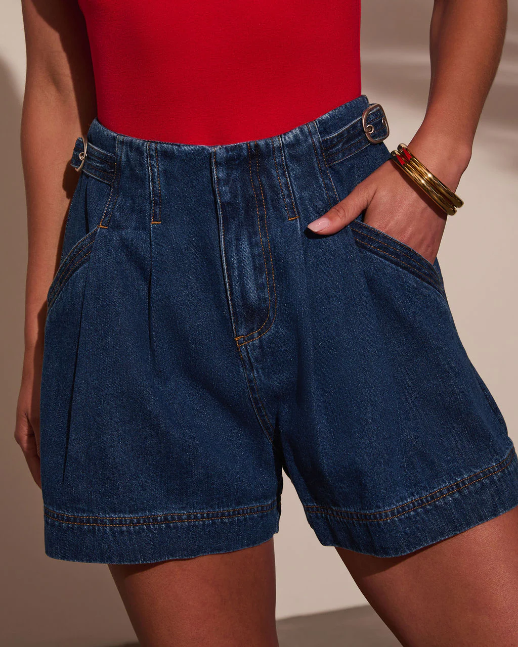 Canyon Canvas Belted Denim Shorts