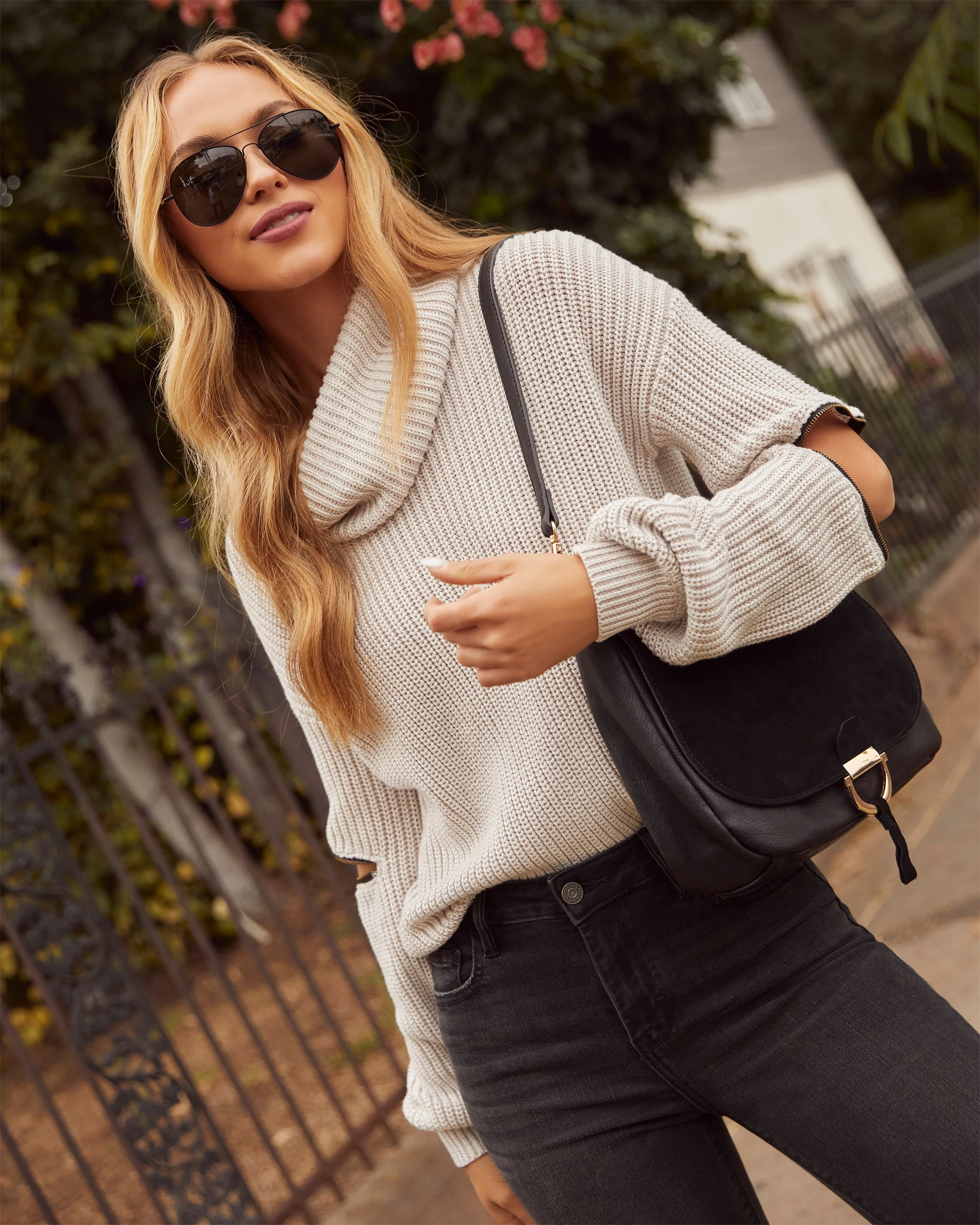 Shoreditch Cotton Blend Zip Sleeve Knit Sweater