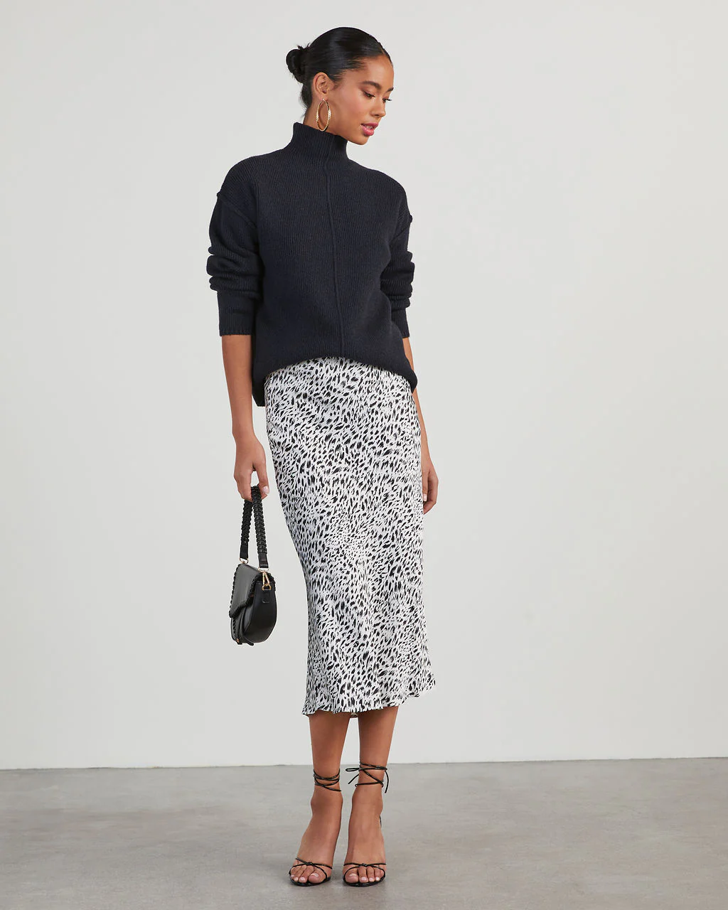 Malia Mock Neck Seamed Sweater