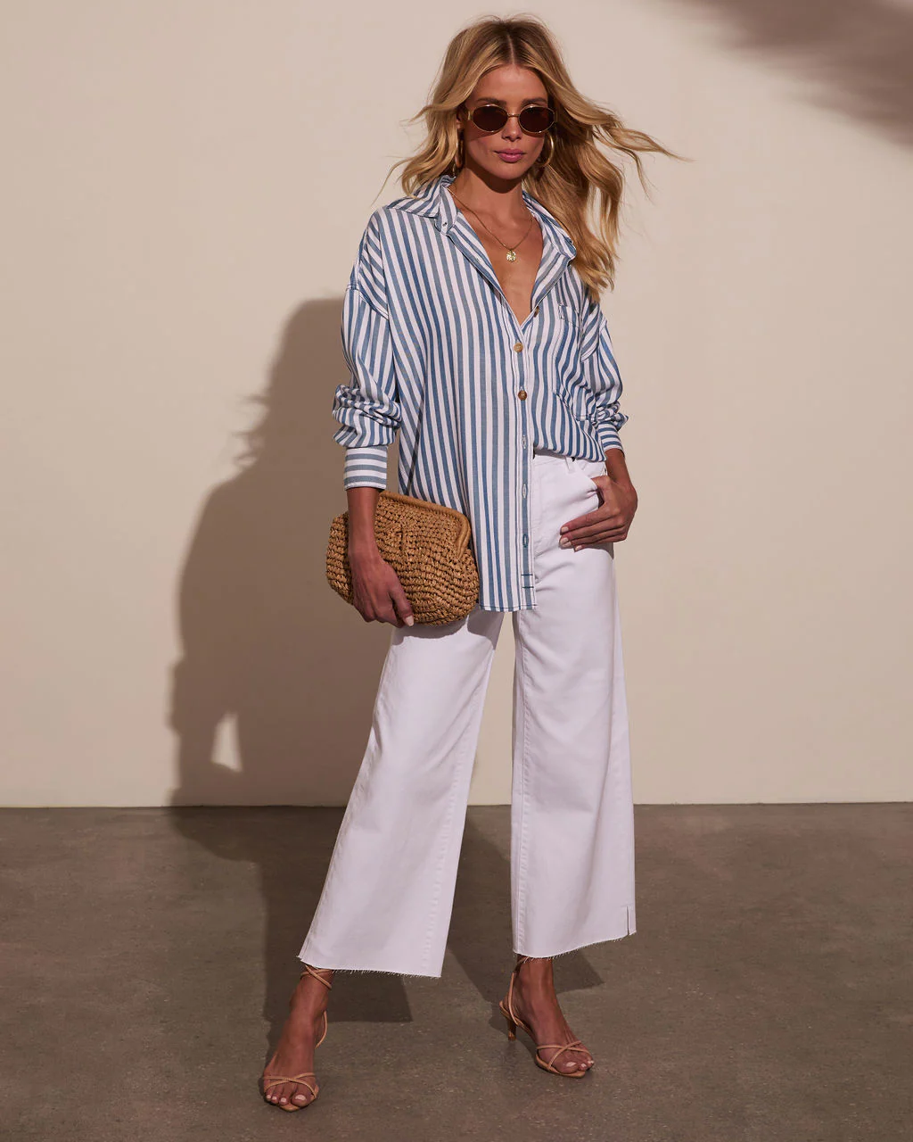 Declan Striped Button Down Top