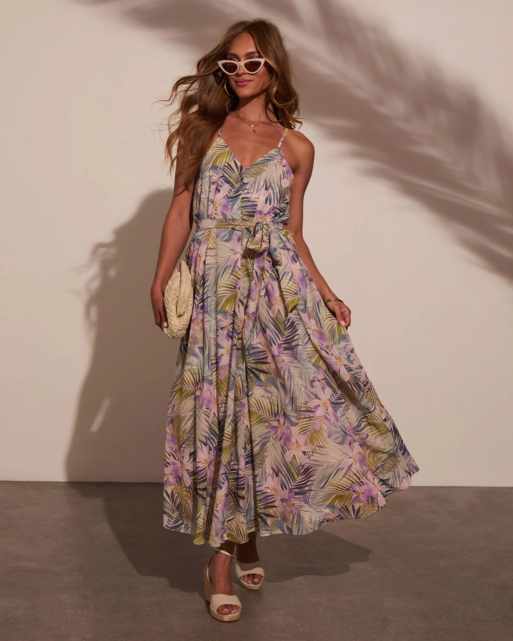 Piah Palm Print Maxi Dress