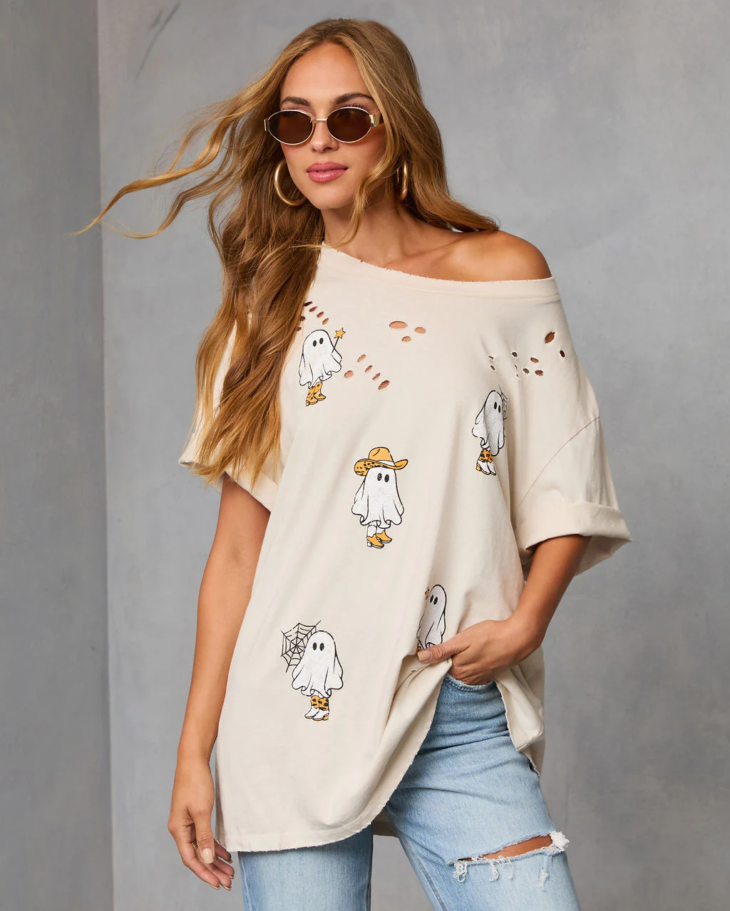 Ghost Rider Distressed Oversized Graphic Tee