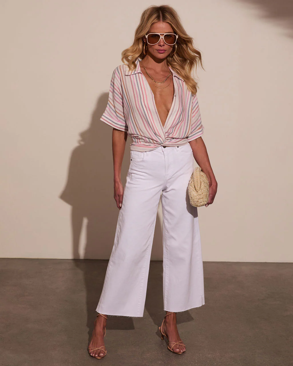 Kellie Striped Twist Hem Top