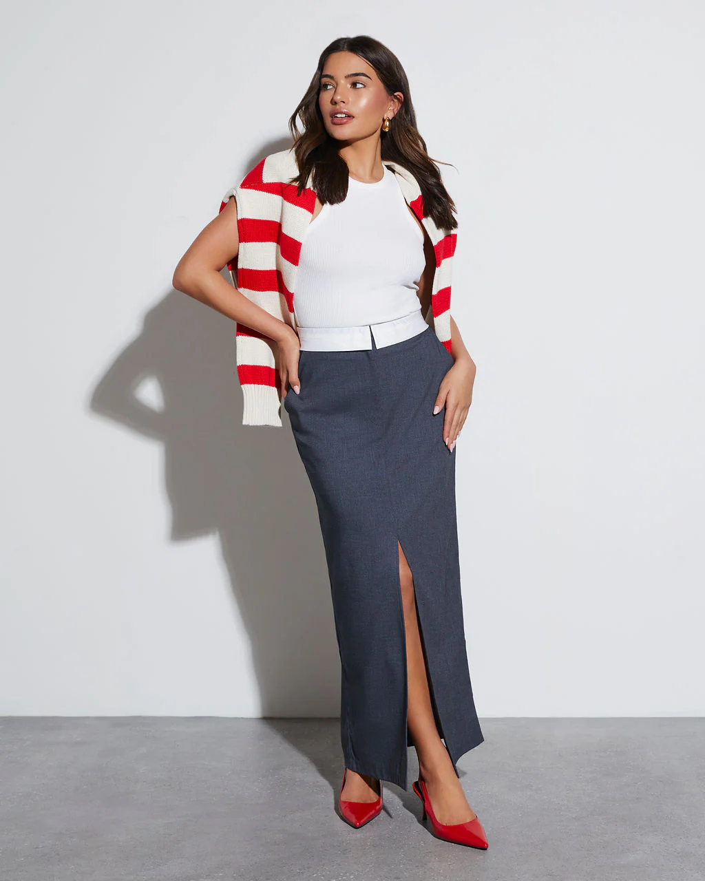 Boss Babe Pocketed Midi Skirt